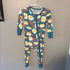 Posh Peanut Teal Breakfast Print Kids One Piece